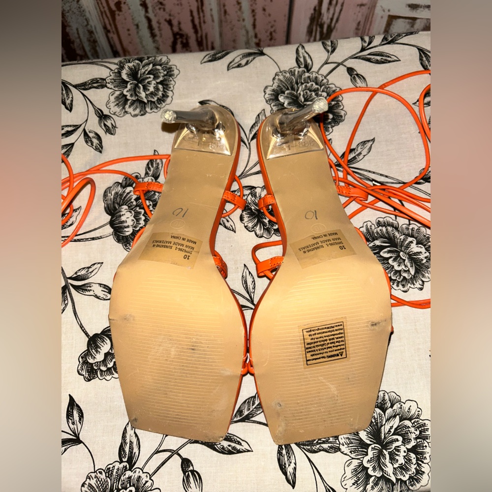 Fashion Nova Women’s Bold Orange Strappy Heels - Picture 6 of 6